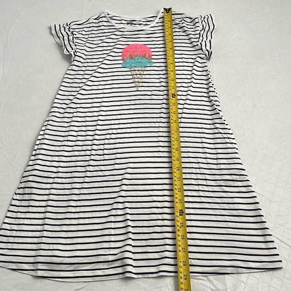 Rumi and Ryder sequin ice cream cone navy and white striped dress with pockets - Picture 2 of 7